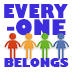 Everyone Belongs song title text with children